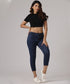 Dark Blue Calf Length Slit Jean
