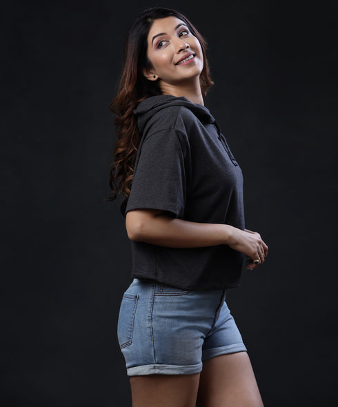 Loose Fitted Dark Grey Hoodie