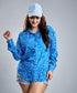 Oversized Chiffon Blue Bear Printed Shirt