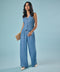 Flared Leg Washed Tencel Light Blue Pant