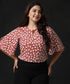 Flared Sleeve Front Detailed Printed Top