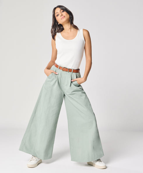 Flare Light Blue Twill Pant