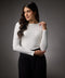 Long Sleeve Round Neck Rib Top- Off White
