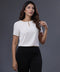 Buttoned Detailed Round Neck White Top