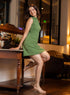 Front Panelled Mini Dress With Flaps - Green