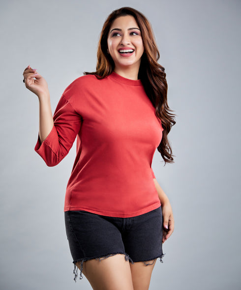 Orange Three-Quarter Sleeve T-Shirt