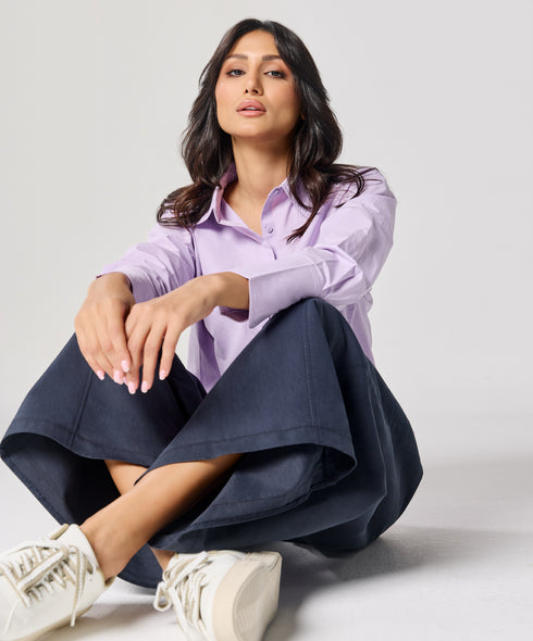 Cotton Oversized Shirt- Lavender