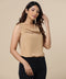 Cowl Neck Sleeveless Chiffon Brown Top