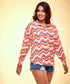 Oversized chiffon colored waves printed shirt