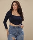 Navy Scoop Neck Seam Front Tee