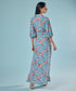 Half Sleeve Printed Chiffon Maxi Shirt Dress
