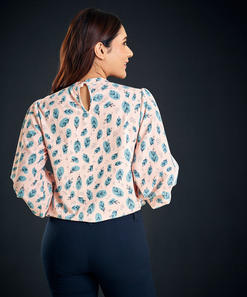 Long Sleeve Chiffon Printed Top