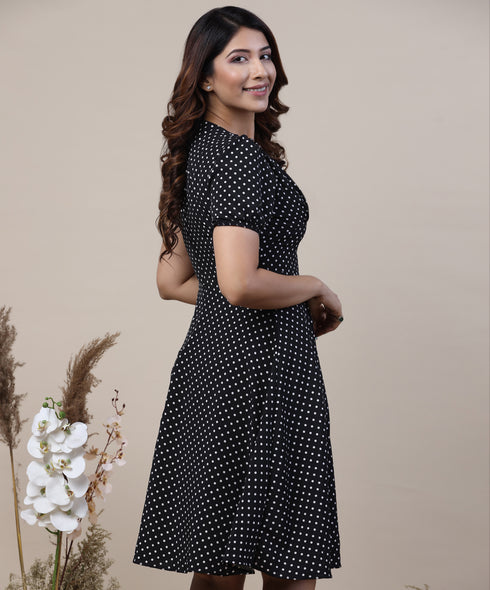 Polka Dots Bustier Gathered Dress