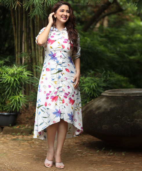 Loose Fitted Printed Cotton Dress