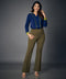 Flared Work Ponte Green Pants