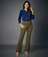 Flared Work Ponte Green Pants