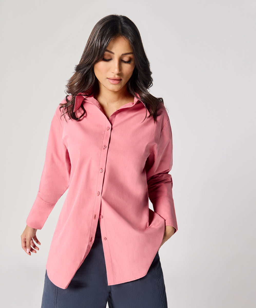 Pink Striped Oversized Shirt