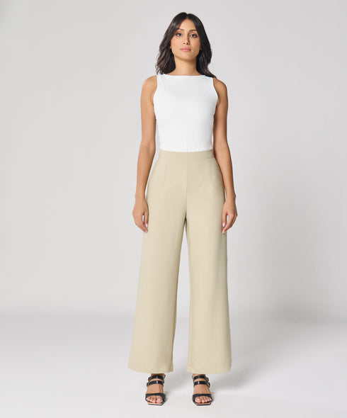 Light Beige Flared Formal Trouser