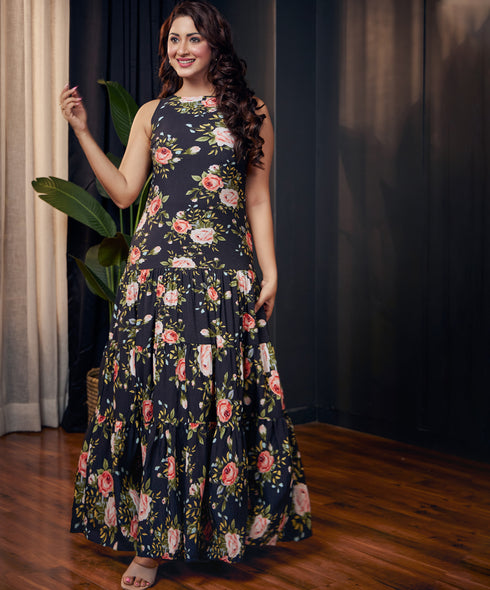 Sleeveless Tiered And Gathered Maxi