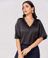 Trim Attached Long Sleeve Black Top