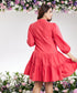 Mini Puffed Sleeve Red Cotton Dress