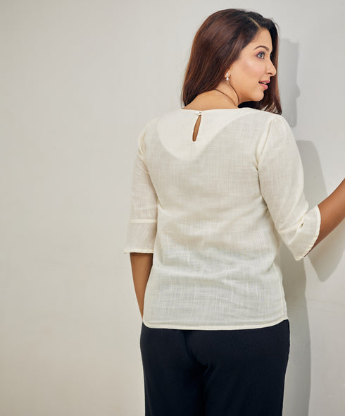 Half Sleeve Vneck Cotton Top