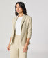 Curved Label Collared Classic Jacket- Beige