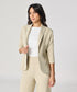 Curved Label Collared Classic Jacket- Beige