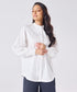 Mandarin Collar Cotton Oversized Shirt- Offwhite