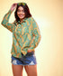 Oversized yellow & green printed shirt