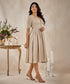 Embroidered Beige Elegant Dress
