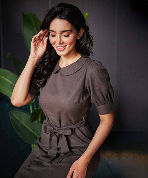 Peterpan Collar Linen Dress