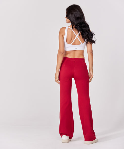 Ponte Flared Maroon Pant