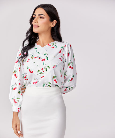 Cherry Printed Chiffon Top