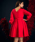 Back Vcut Skater Red Dress