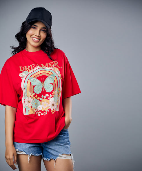 Dreamer Oversized Red Tshirt