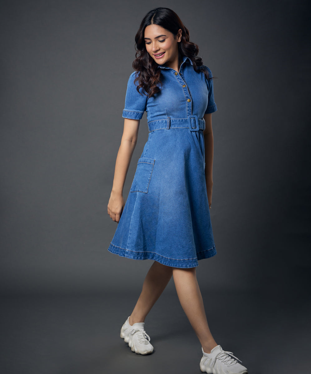 Utility Look Collard Dress With Belt main image 1