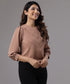 Front Side Pleated Brown Chiffon Top