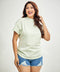 Side Gathered Crew Neck Tshirt- Light Green