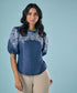 Embroidery And Cut Work Dark Blue Top
