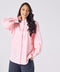 Mandarin Collar Cotton Oversized Shirt- Baby Pink