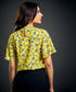 Flared Sleeve Yellow And Blue Top