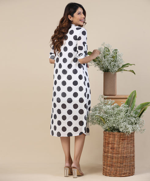 Large Polka Printed Kurtha Dress