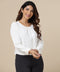 Long Sleeve Scoop Neck White Top