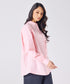 Mandarin Collar Cotton Oversized Shirt- Baby Pink