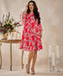 Flouncy Printed Red Dress