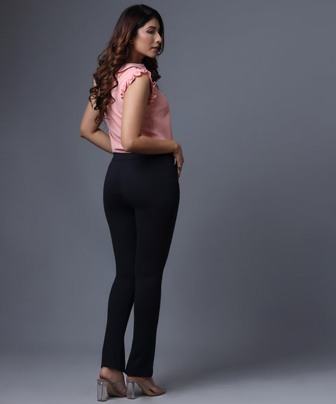 Side Slit Ponte Blue Legging Pant