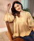 Loose Fitted Cotton Beige Top