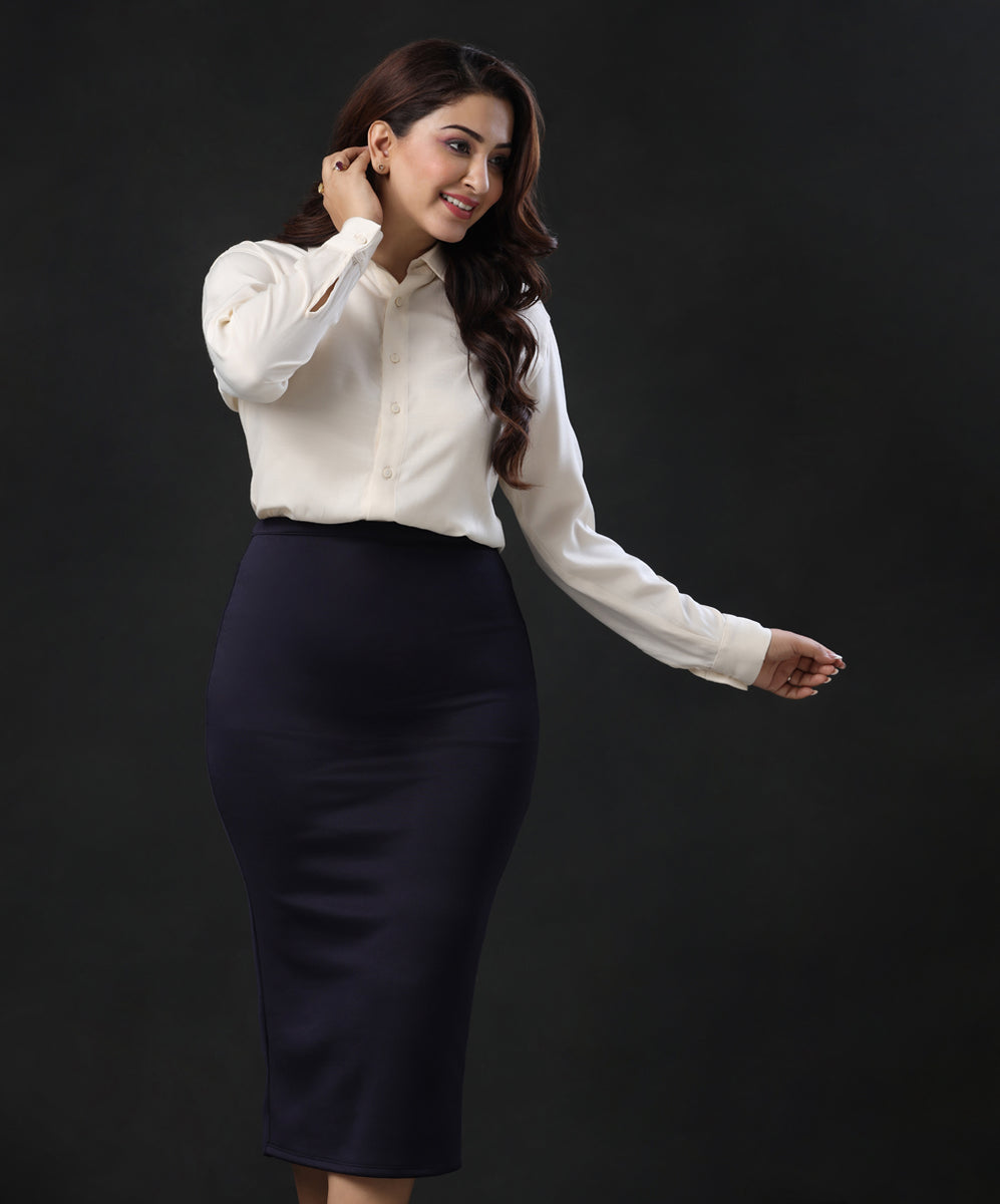Women's Cosmos Long Ribbed Skirt - Midnight Navy
