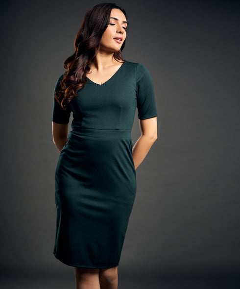 Vneck Bodycon Green Dress